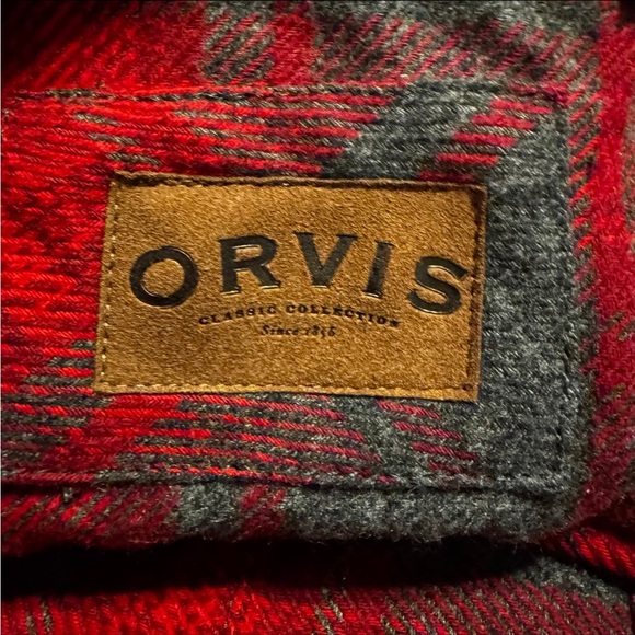 Orvis Red and Gray Flannel Plaid Shirt Jacket Shacket - Size XL - Picture 5 of 6
